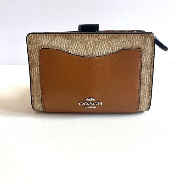COACH  Signature Brown and Tan Wallet, Bifold - Picture 1 of 11